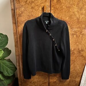 Ralph Lauren Black Cowl Neck Sweater with Button Detail